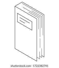 simple white black book icon isometric design for office, bussines, study