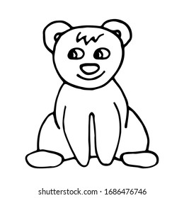 simple ilustración vectorial en blanco y negro del estilo de las caricaturas de osos de peluche
