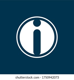 Simple white blue i in the circle logo