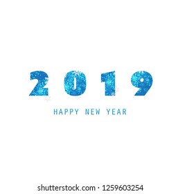 Einfache Vorlage für die Design-Vorlage für Weiß- und Blaue Neujahrskarte, Deckblatt oder Hintergrund - 2019