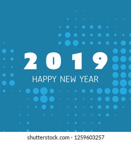 Plantilla de diseño simple de tarjetas de Año Nuevo, carátula o fondo en blanco y azul - 2019