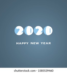 Plantilla de diseño simple de tarjetas de Año Nuevo, carátula o fondo en blanco y azul - 2020