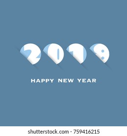 Simple White and Blue New Year Card, Cover or Background Design Template - 2018