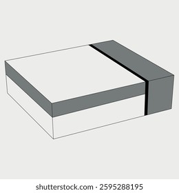 A simple white box featuring a gray strap. Perfect for packaging, presentations, and modern concepts.
