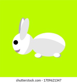 
simple vector de conejito blanco sobre fondo verde