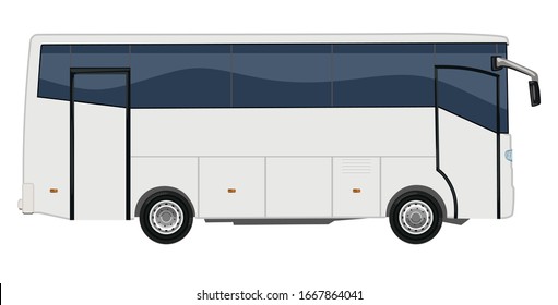 Simple white bus on a white background