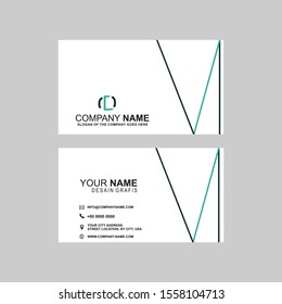 Simple White Business Card Design Template with three lines 