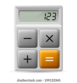 Simple white calculator icon with four buttons.