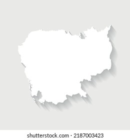 Simple white Cambodia map on gray background, vector, illustration, eps 10 file