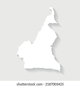 Simple white Cameroon map on gray background, vector, illustration, eps 10 file
