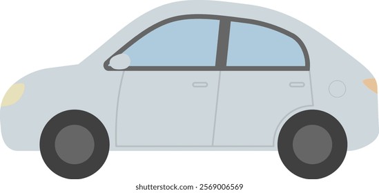 Simple White Car Side View Vector Icon