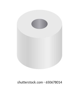 Simple white cartoon toilet paper roll isolated illustration