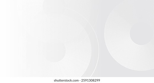 Simple white circle  glowing geometric lines on gray background. Modern shiny blue modern simple design