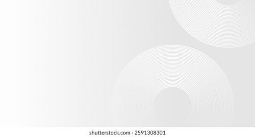 Simple white circle  glowing geometric lines on gray background. Modern shiny blue modern simple