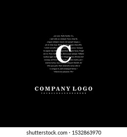 simple white circle text C logo letter classic design concept isolated on black background