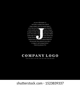 simple white circle text J logo letter classic design concept isolated on black background