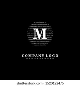 simple white circle text M logo letter classic design concept isolated on black background