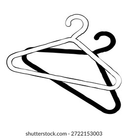Ilustración de colgador de ropa blanco simple en negro