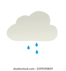 simple white cloud with raindrops, symbolizing light rain and precipitation. Great for weather forecasts, rainy season graphics, and environmental awareness visuals