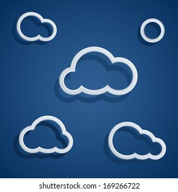 Simple white cloudes on the blue background