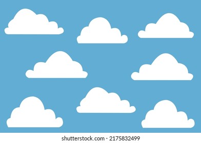 Simple white clouds design. Clouds set.