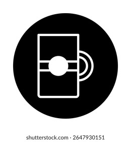 Simple white coffee mug icon on a black background perfect for design purposes and projects with related items
