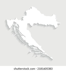 Simple white Croatia map on gray background, vector, illustration, eps 10 file