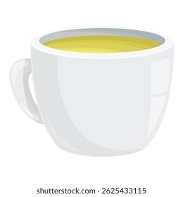 Simple white cup is filled with a yellow liquid, providing a clean and minimalist aesthetic