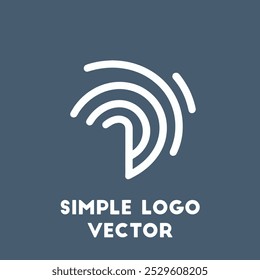 A simple white curved lines forming a letter P logo design on a blue background.