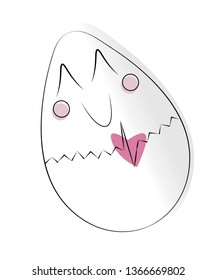 Simple white cute cartoon egg with a heart