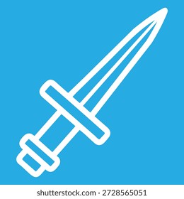 Einfaches weißes Dolchsymbol auf blauem Hintergrund für Design und Illustration