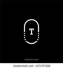 simple white decorative geometric T logotype isolated on white background vector illustration.
