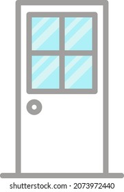 Simple White Door, Illustration, Vector, On A White Background.