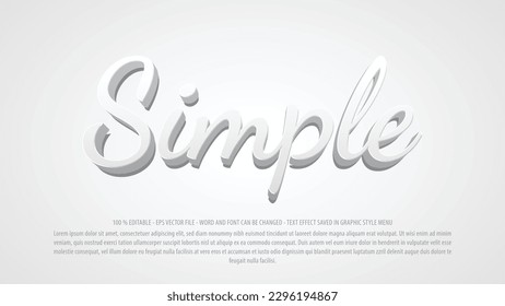 Plantilla de efecto de texto simple editable en blanco con estilo 3d para logotipo y marca comercial