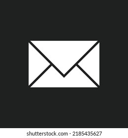 Simple white envelope icon on black background