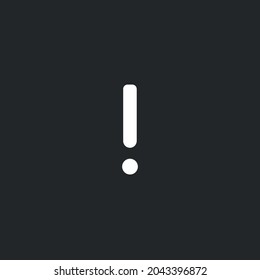 a simple white exclamation vector art design on dark grey background