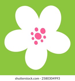 simple white flower on green background