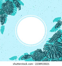 Marco blanco simple con hojas de monstera
