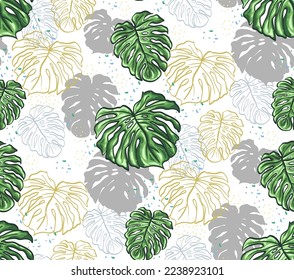 Simple white frame with monstera leaves