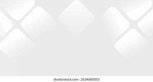 Simple white geometric abstract background overlap layer on bright space with rounded rhomb effect decoration good modern art