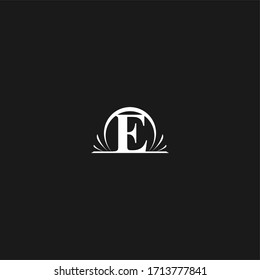 Simple white geometric vintage E logo letter design concept in black background vector illustration.