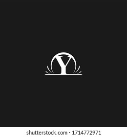 Simple white geometric vintage Y logo letter design concept in black background vector illustration.