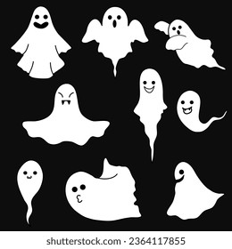 Simple white ghost set for Halloween