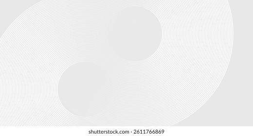 Simple white glowing geometric lines on gray background. Modern shiny blue circle lines pattern abstract simple design