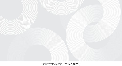 Simple white glowing geometric lines on gray background. Modern shiny blue circle lines.eps 10