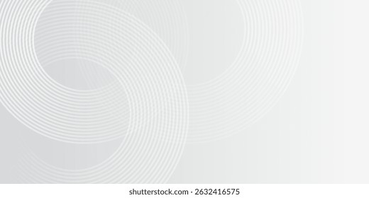 Simple white glowing geometric lines on gray background. Modern shiny blue circle modern art simple good