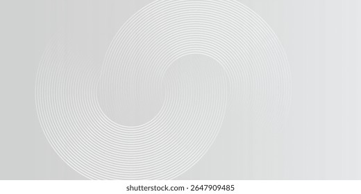 Linhas geométricas brilhantes simples em branco sobre fundo cinza. Moderno brilhante azul círculo abstrato arte moderna agradável moderno