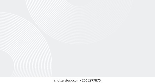 Einfache, weiß leuchtende geometrische Linien auf grauem Hintergrund. Moderne glänzende blaue Kreislinien Muster. Futuristische abstrakte moderne
