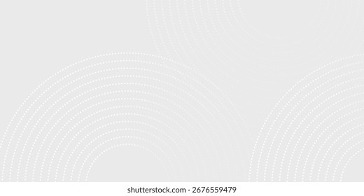 Simple white glowing geometric lines on gray background. Modern shiny blue circle lines pattern art simple design