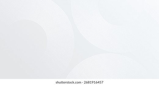 Líneas geométricas brillantes blancas simples sobre fondo gris. Arte azul brillante moderno de las líneas del círculo abstracto simple, Vector eps10